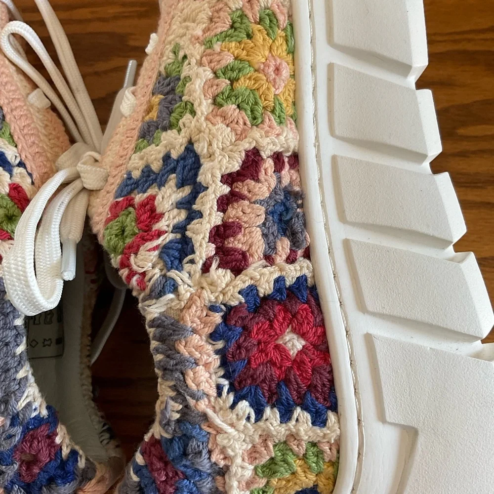 NWOT Free People Catch Me If You Can Crocheted Platform Sneakers, Sz 38 …